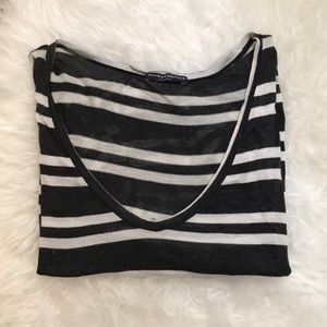 Brandy Melville Stripe Crop V-Neck t-shirt